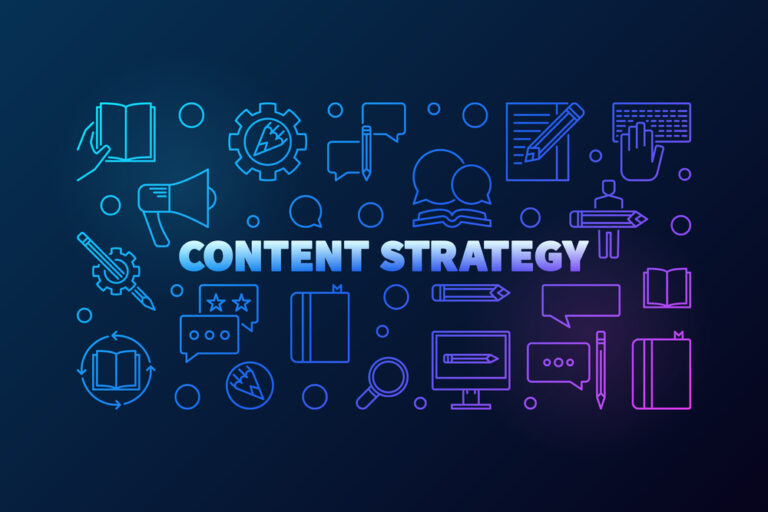 Content Strategy colorful vector concept horizontal illustration