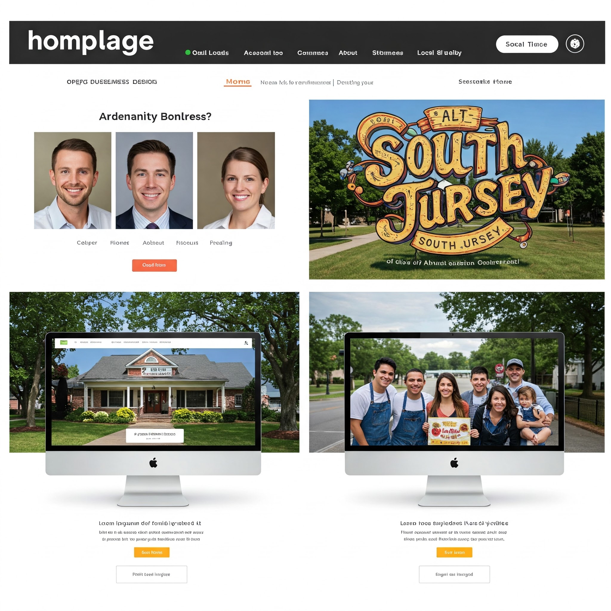 Screenshot side-by-side comparison of two local homepages—one generic, one with personality and local flavor