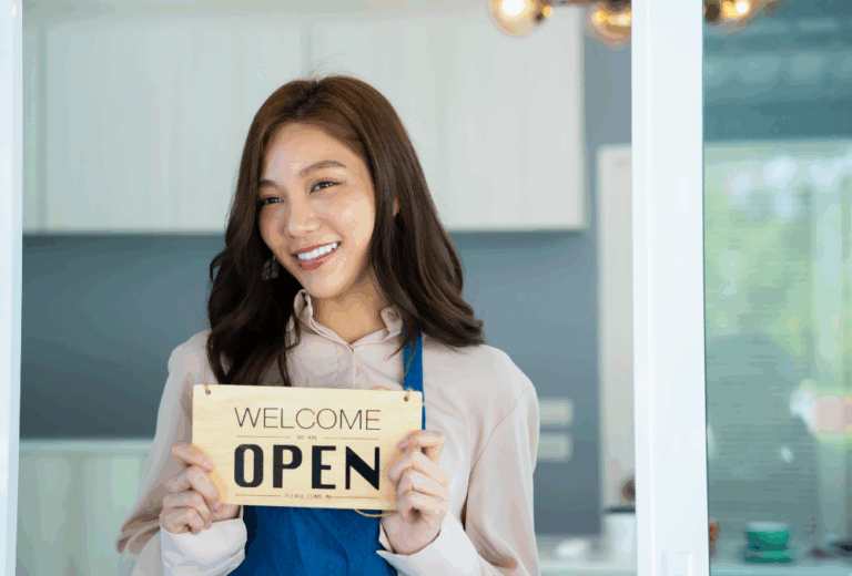 A small business owner doing what she can to be seen by local customers.